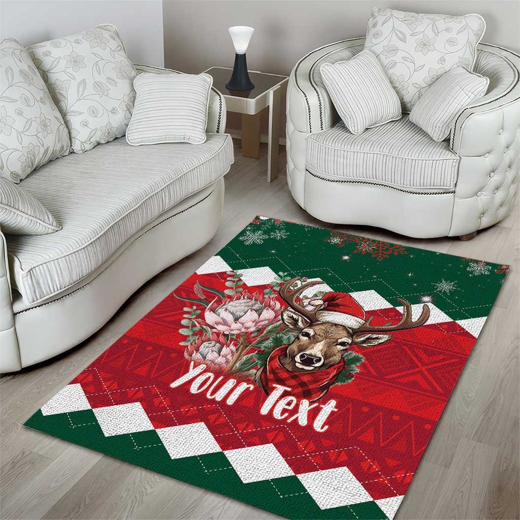 Personalized South Africa Merry Christmas Area Rug Springbok With King Protea LT18