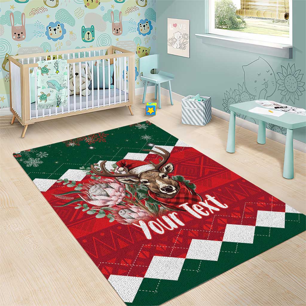 Personalized South Africa Merry Christmas Area Rug Springbok With King Protea LT18