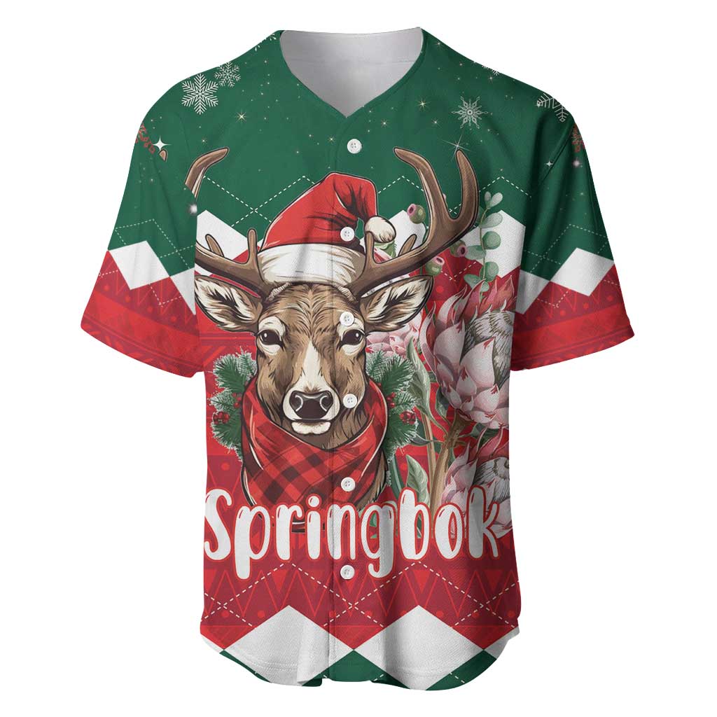 Personalized South Africa Merry Christmas Baseball Jersey Springbok With King Protea LT18