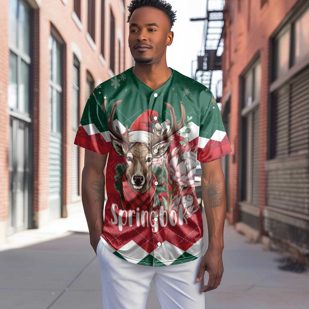 Personalized South Africa Merry Christmas Baseball Jersey Springbok With King Protea LT18