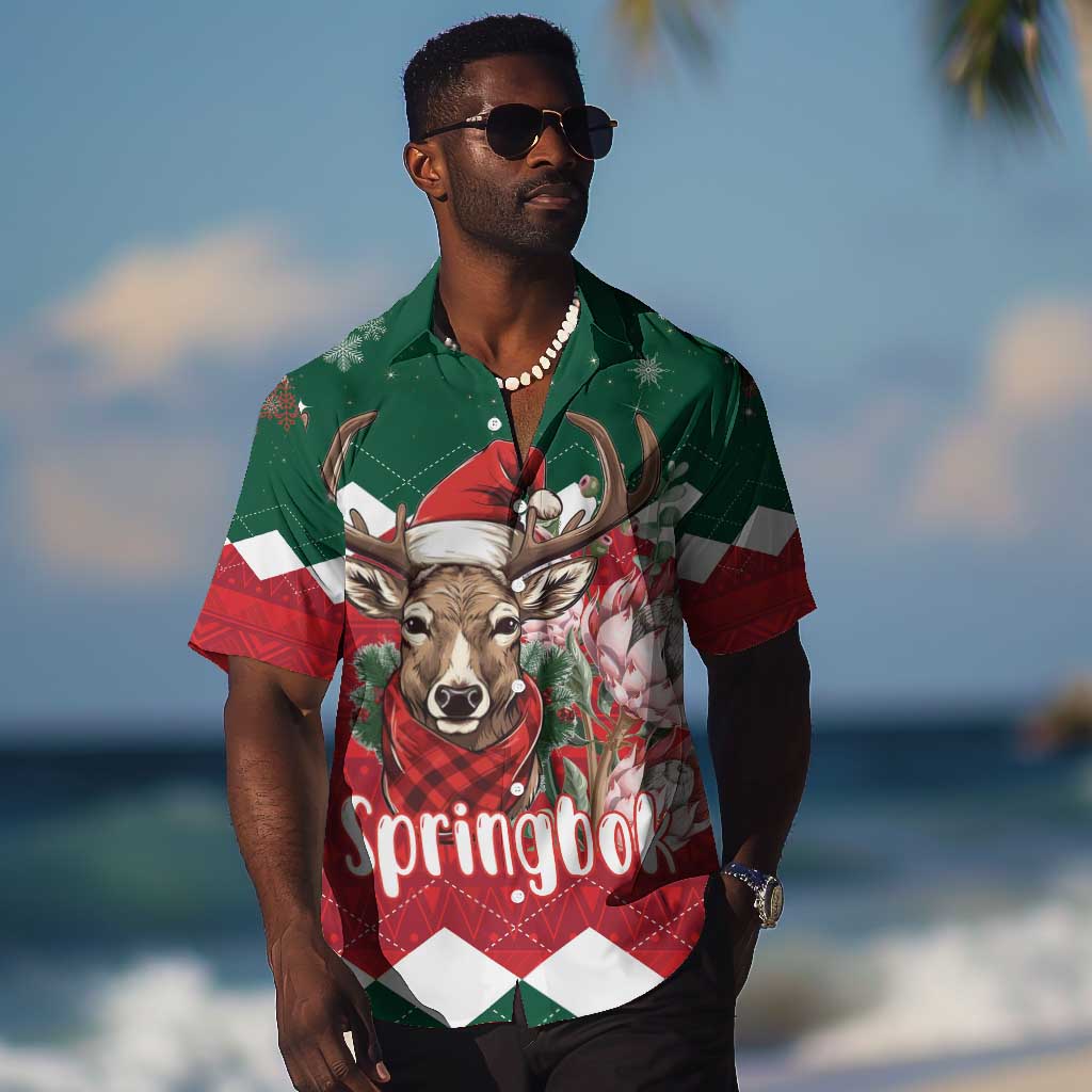 Personalized South Africa Merry Christmas Hawaiian Shirt Springbok With King Protea LT18