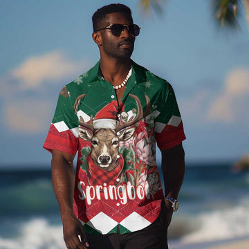 Personalized South Africa Merry Christmas Hawaiian Shirt Springbok With King Protea LT18