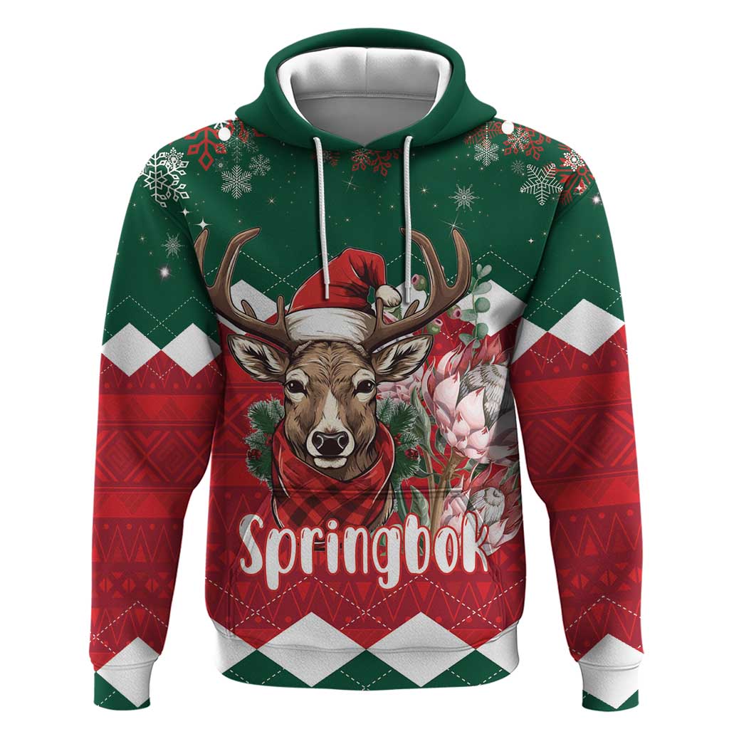 Personalized South Africa Christmas Hoodie Springbok With King Protea LT18