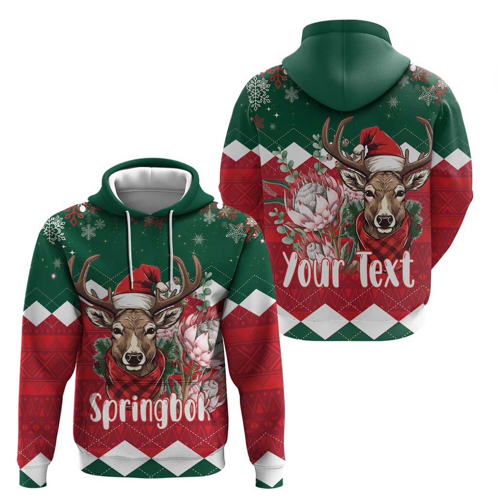 Personalized South Africa Christmas Hoodie Springbok With King Protea LT18