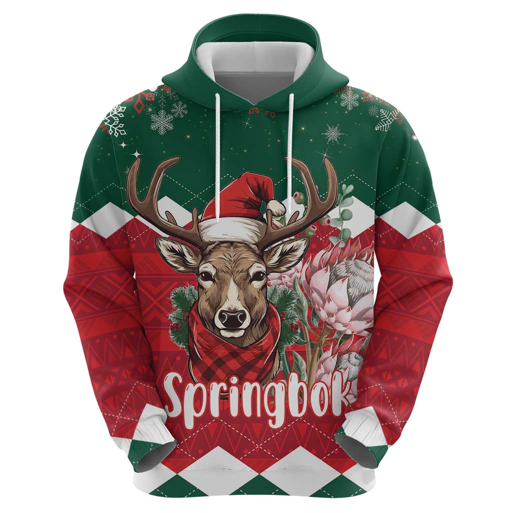 Personalized South Africa Christmas Hoodie Springbok With King Protea LT18