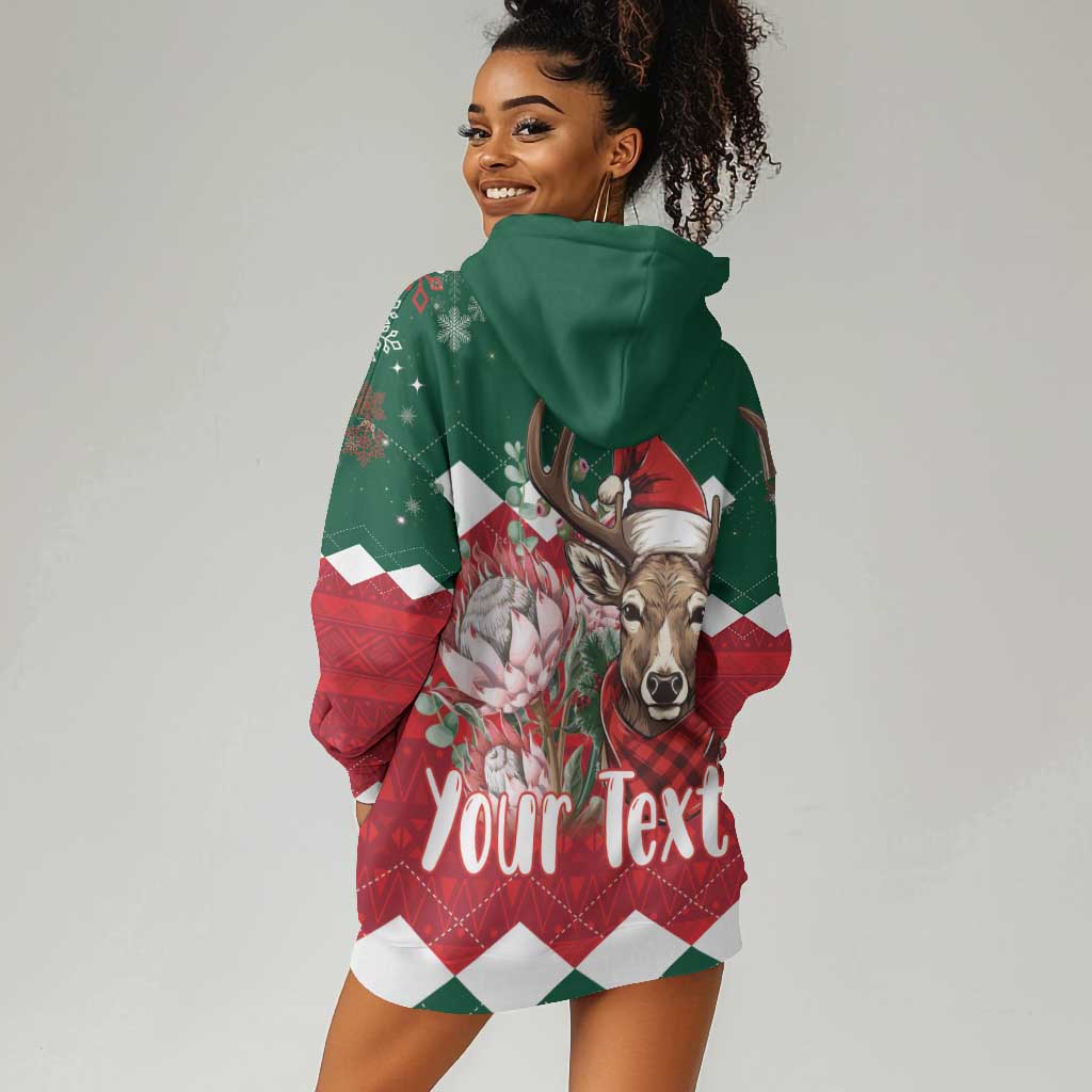 Personalized South Africa Merry Christmas Hoodie Dress Springbok With King Protea LT18