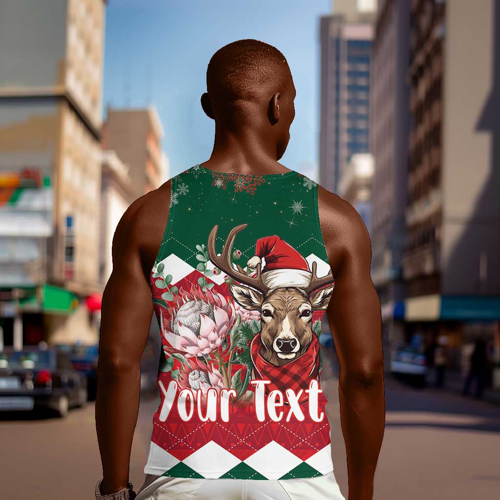 Personalized South Africa Merry Christmas Men Tank Top Springbok With King Protea LT18