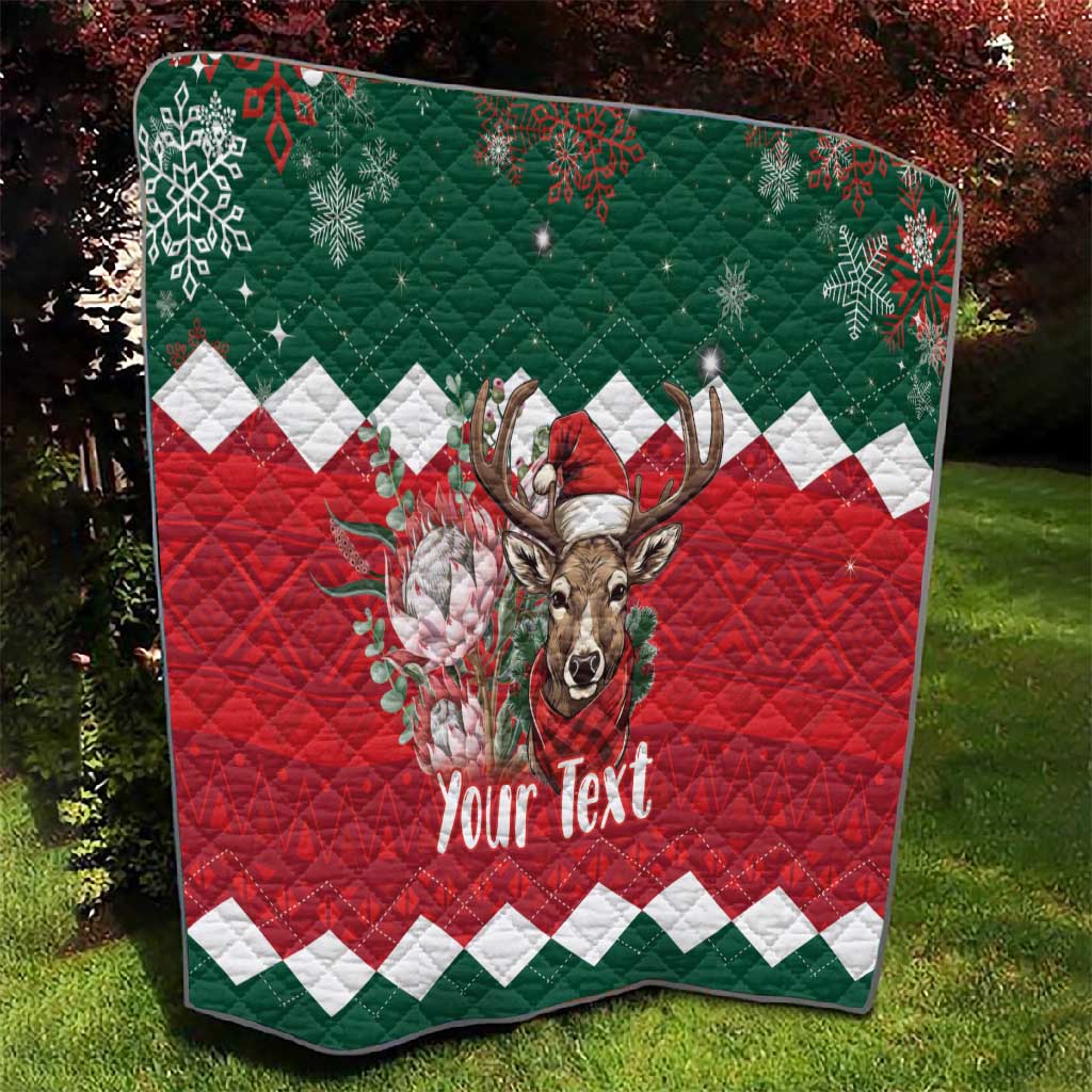 Personalized South Africa Merry Christmas Quilt Springbok With King Protea LT18