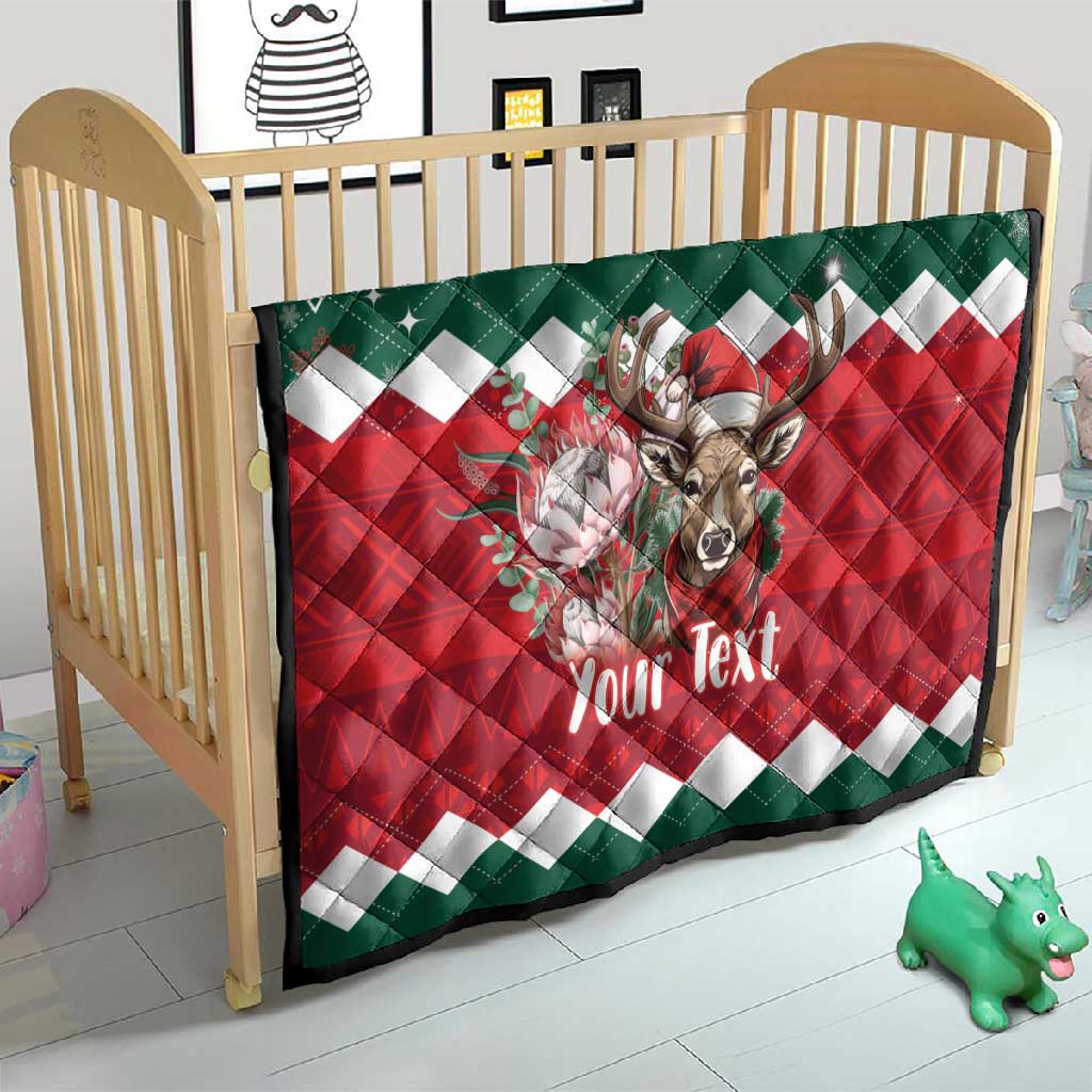 Personalized South Africa Merry Christmas Quilt Springbok With King Protea LT18