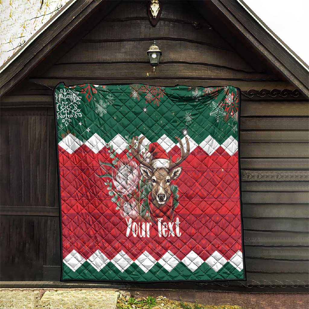 Personalized South Africa Merry Christmas Quilt Springbok With King Protea LT18