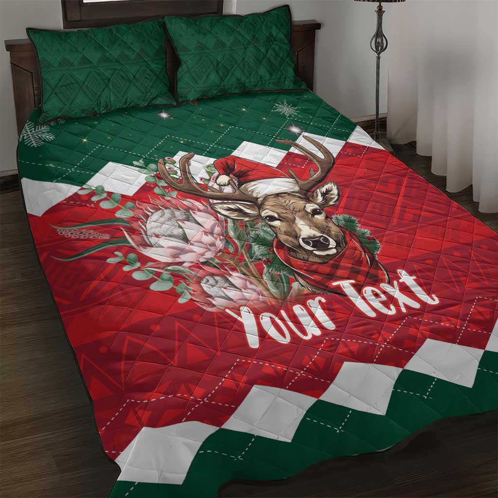 Personalized South Africa Merry Christmas Quilt Bed Set Springbok With King Protea LT18