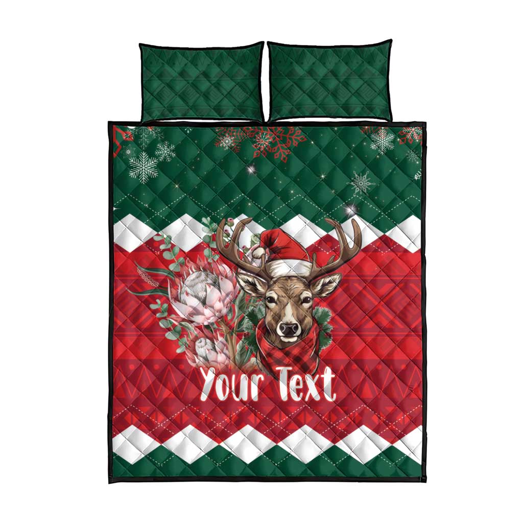 Personalized South Africa Merry Christmas Quilt Bed Set Springbok With King Protea LT18