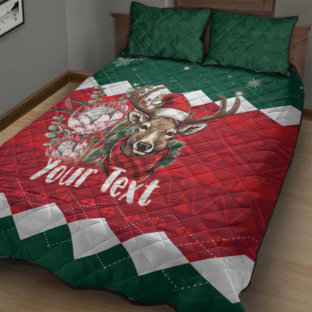 Personalized South Africa Merry Christmas Quilt Bed Set Springbok With King Protea LT18