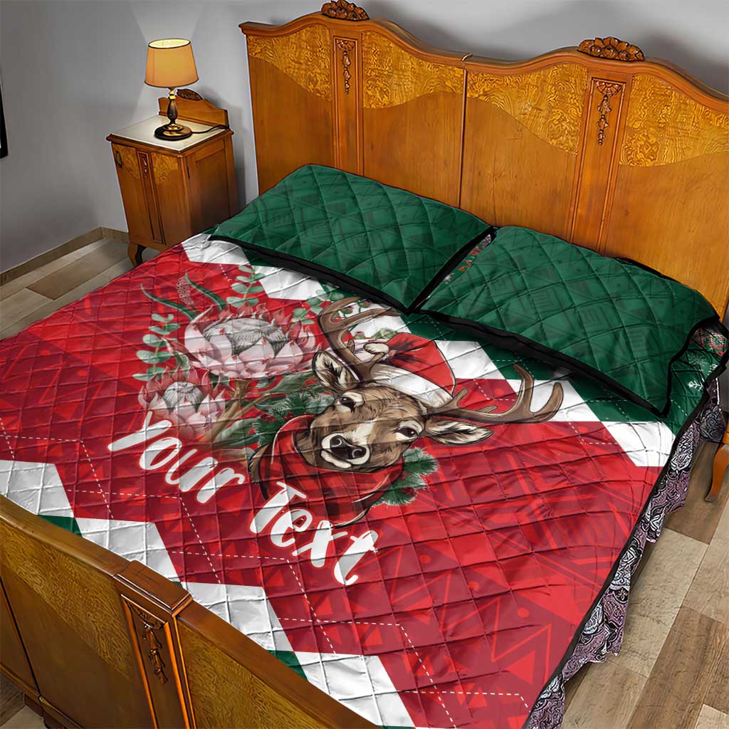 Personalized South Africa Merry Christmas Quilt Bed Set Springbok With King Protea LT18