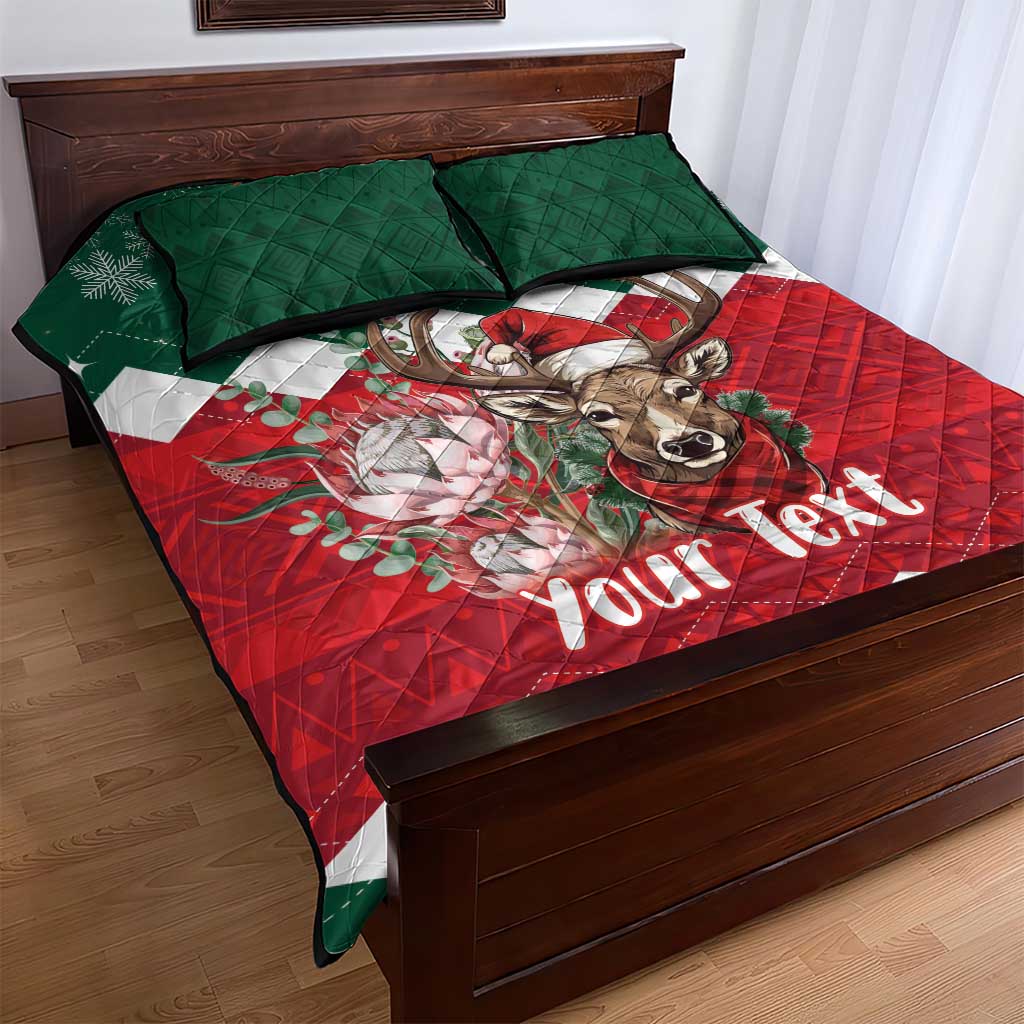 Personalized South Africa Merry Christmas Quilt Bed Set Springbok With King Protea LT18