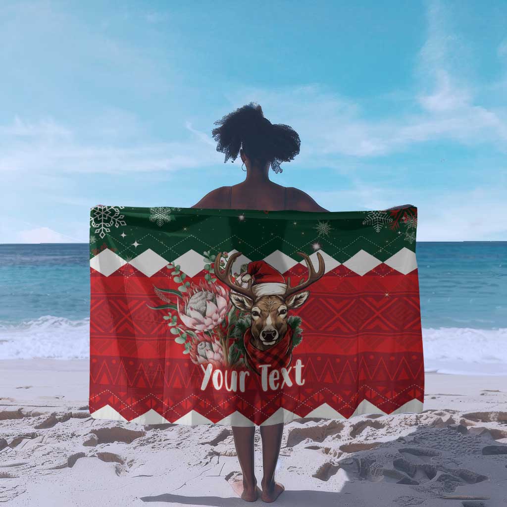 Personalized South Africa Merry Christmas Sarong Springbok With King Protea LT18