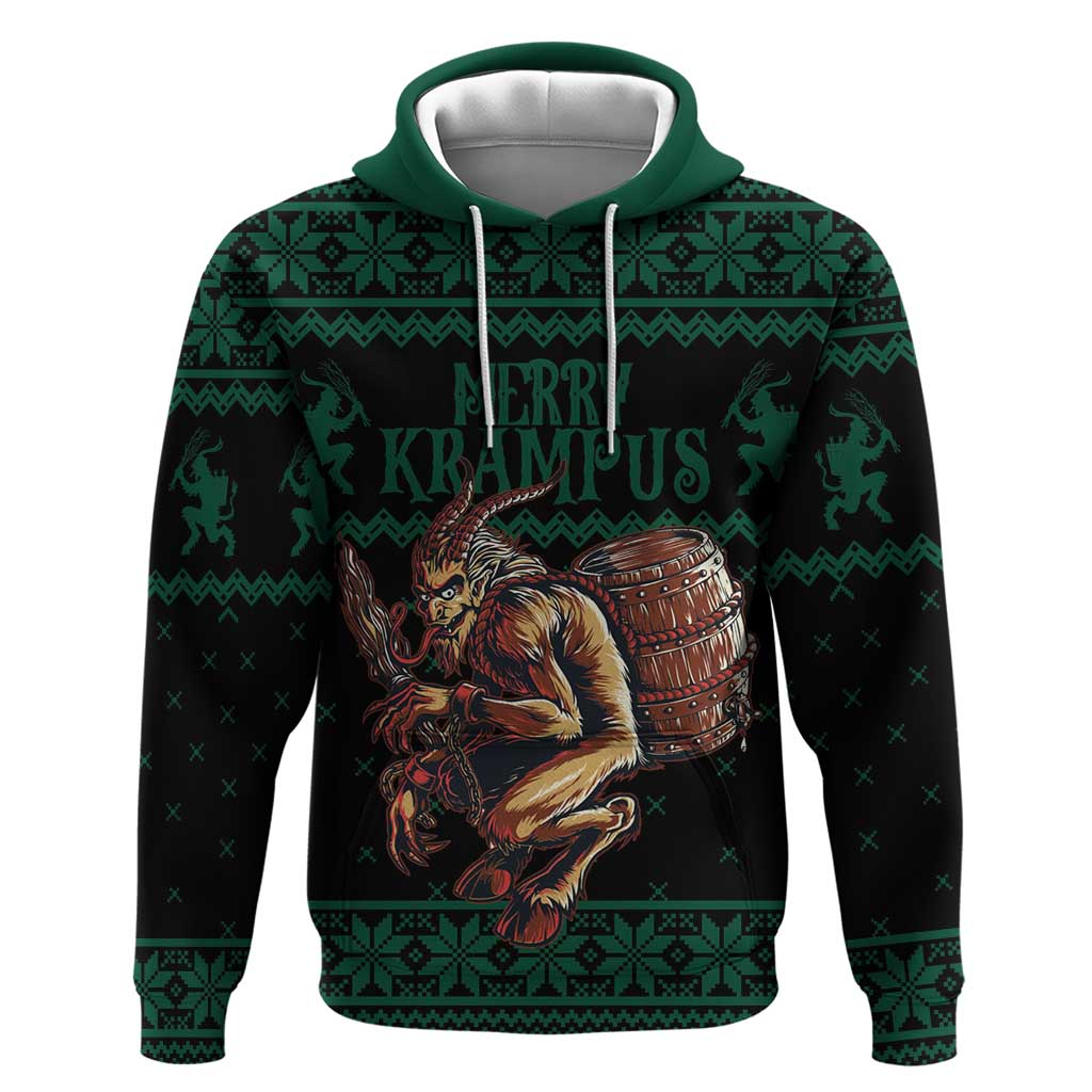 Merry Krampus Creepy Christmas Holiday Hoodie Green Version LT18