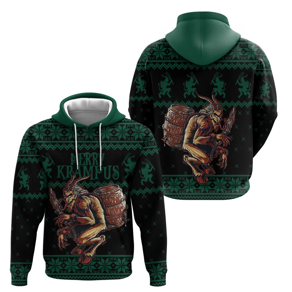 Merry Krampus Creepy Christmas Holiday Hoodie Green Version LT18