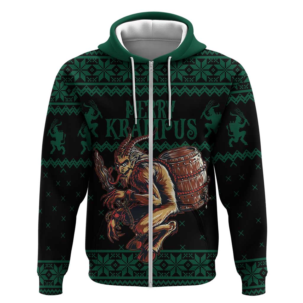 Merry Krampus Creepy Christmas Holiday Hoodie Green Version LT18