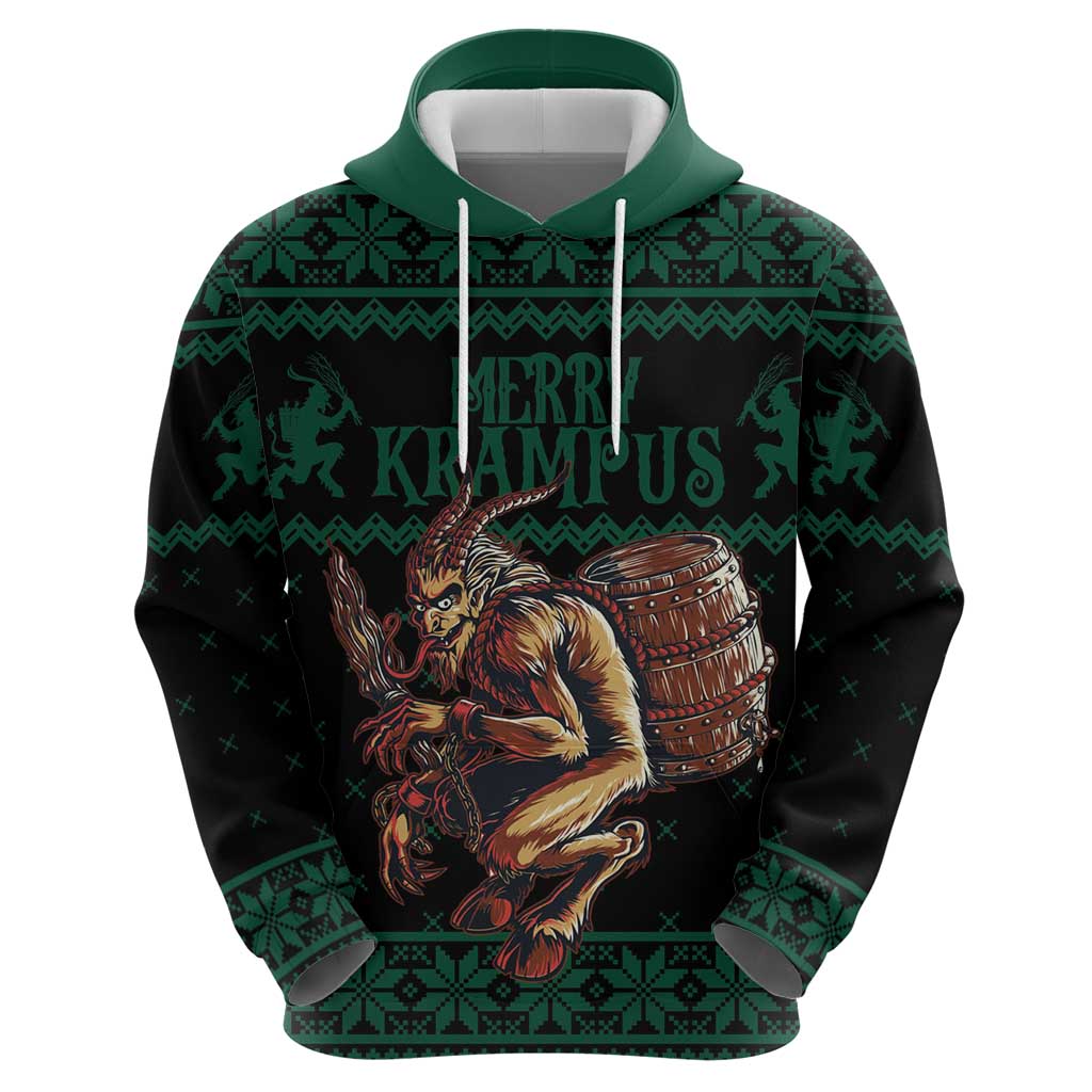 Merry Krampus Creepy Christmas Holiday Hoodie Green Version LT18