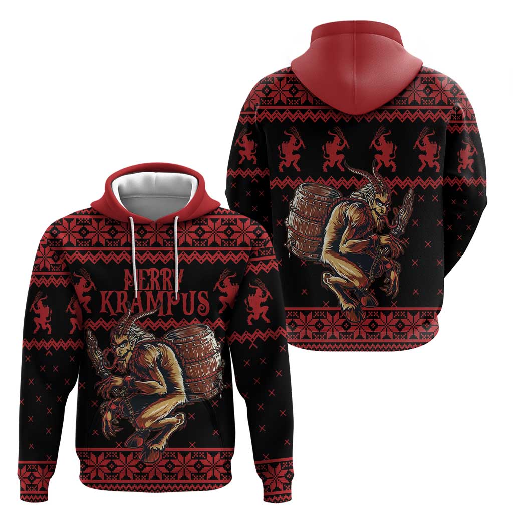 Merry Krampus Creepy Christmas Holiday Hoodie Red Version LT18