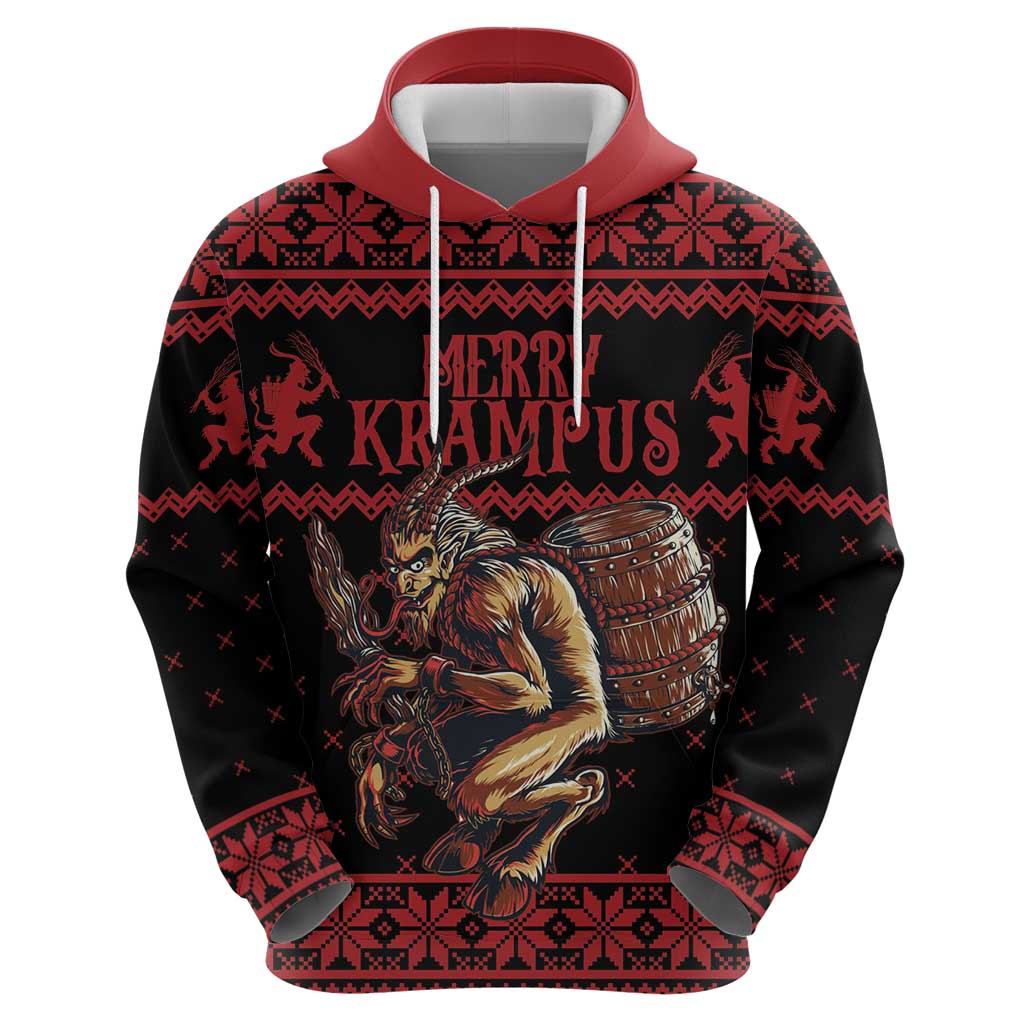 Merry Krampus Creepy Christmas Holiday Hoodie Red Version LT18