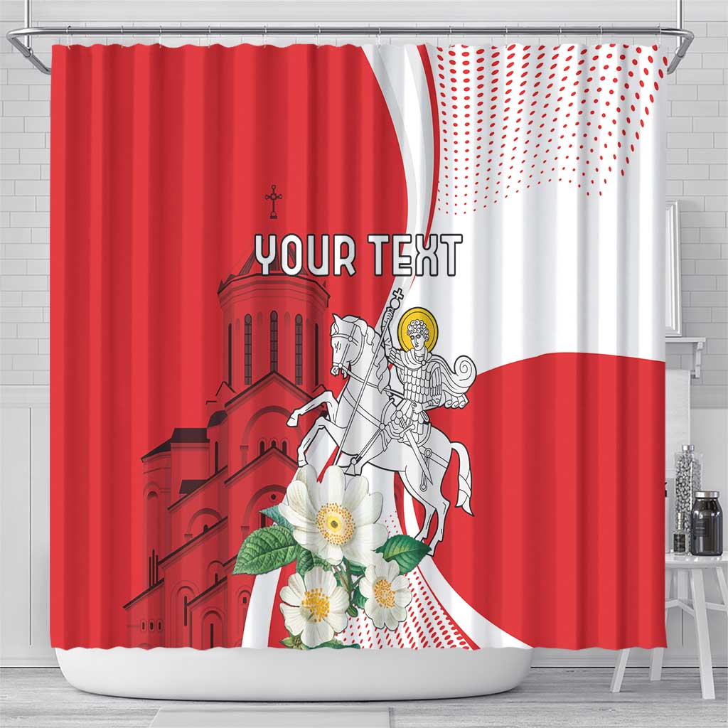 Personalized Georgia Independence Restoration Day Shower Curtain Dzala Ertobashia Rosa Laevigata LT18