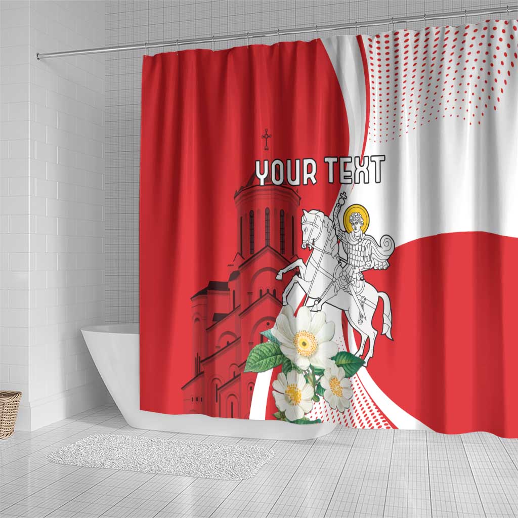 Personalized Georgia Independence Restoration Day Shower Curtain Dzala Ertobashia Rosa Laevigata LT18