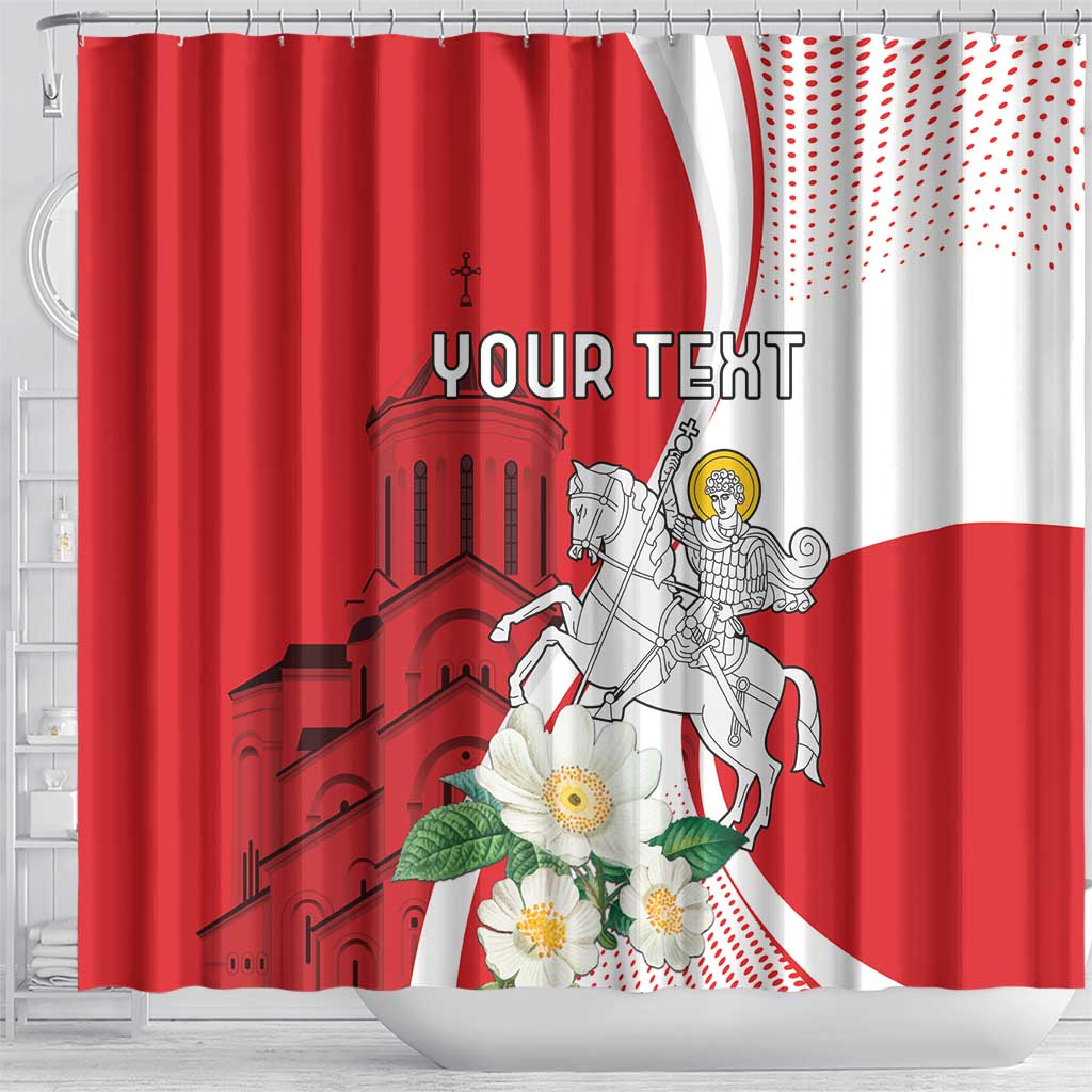 Personalized Georgia Independence Restoration Day Shower Curtain Dzala Ertobashia Rosa Laevigata LT18