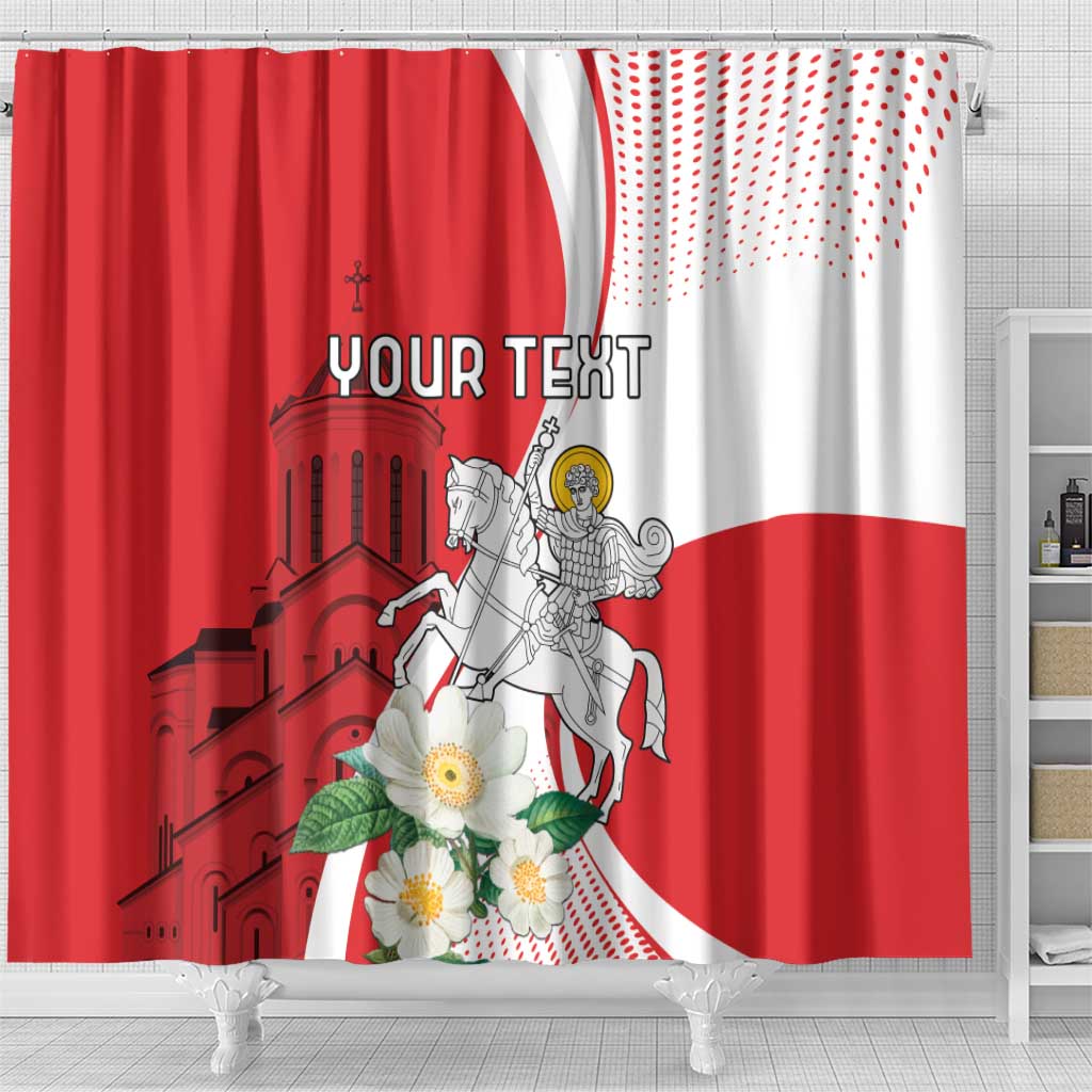 Personalized Georgia Independence Restoration Day Shower Curtain Dzala Ertobashia Rosa Laevigata LT18