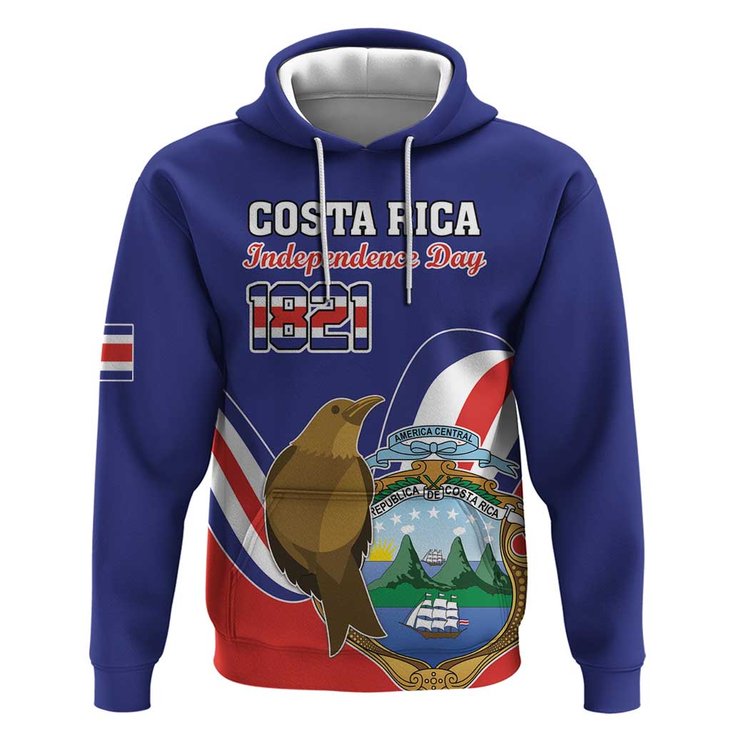 Custom Costa Rica Independence Day Hoodie Turdus Grayi Bird With Coat Of Arms LT18