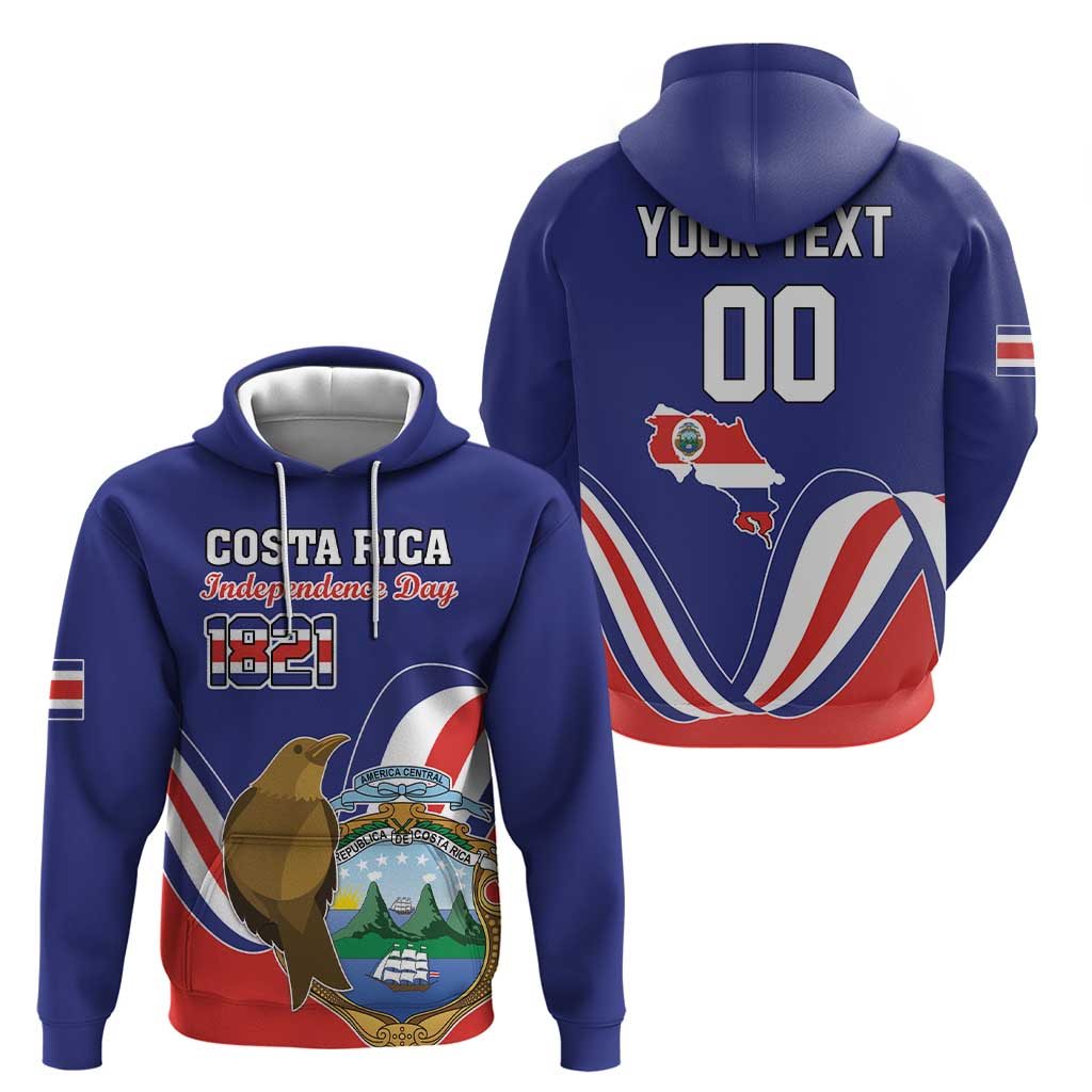 Custom Costa Rica Independence Day Hoodie Turdus Grayi Bird With Coat Of Arms LT18