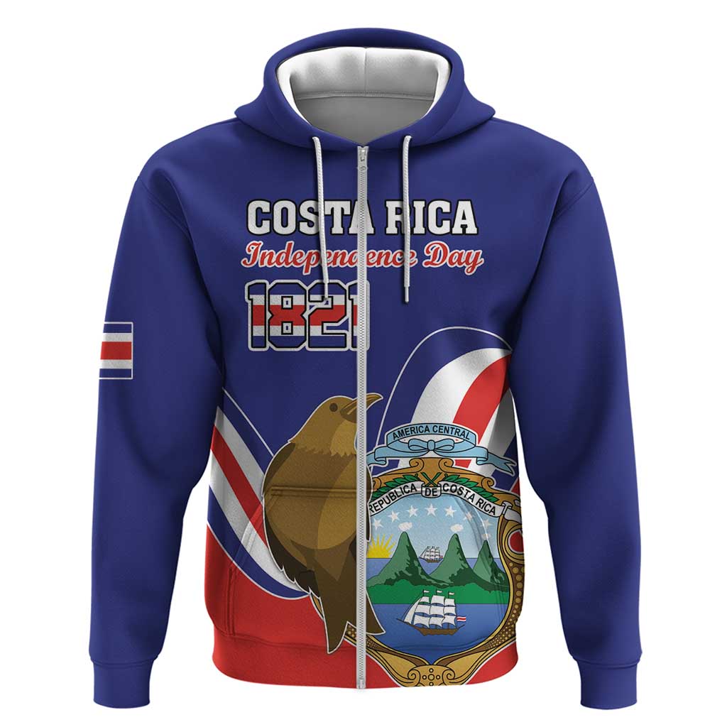 Custom Costa Rica Independence Day Hoodie Turdus Grayi Bird With Coat Of Arms LT18