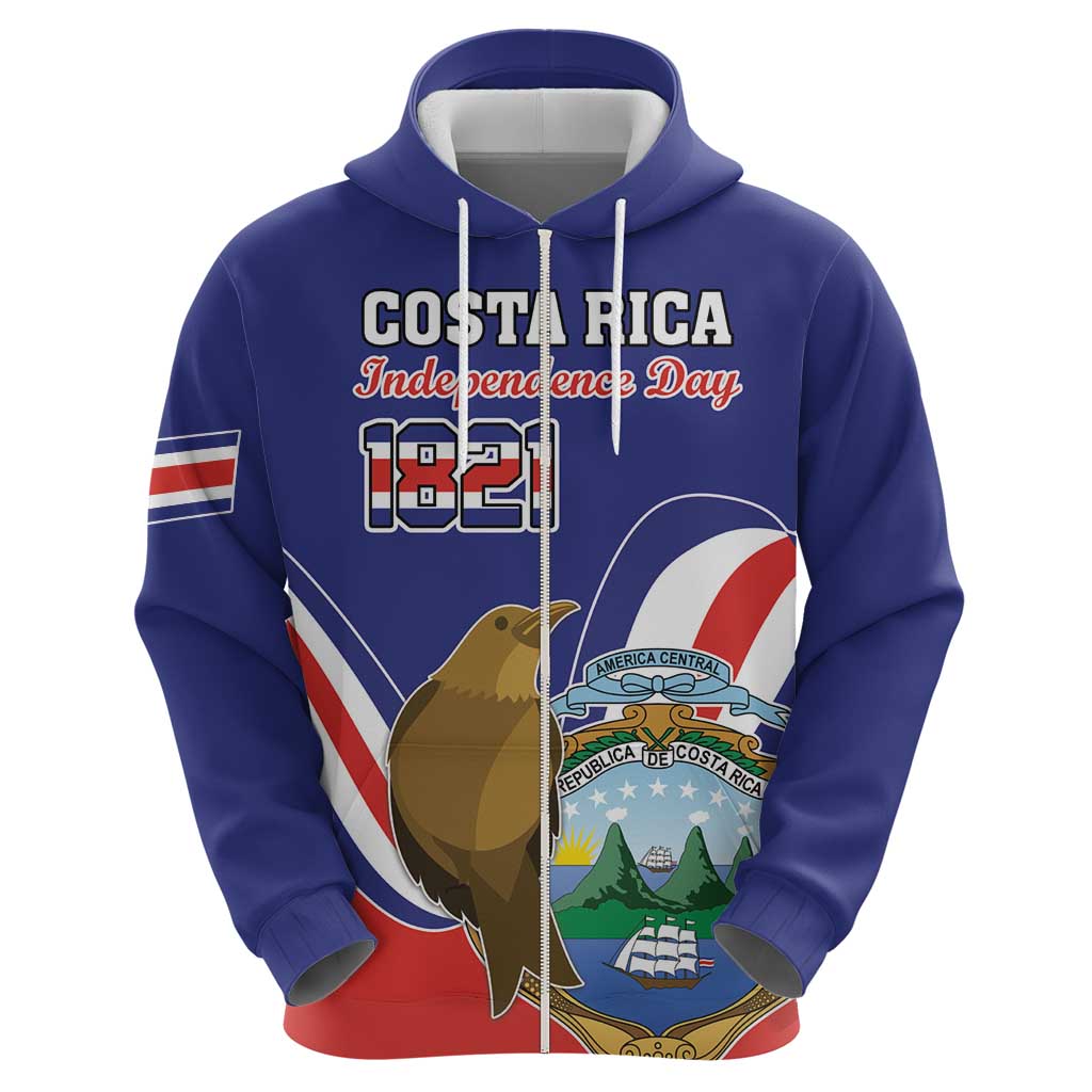 Custom Costa Rica Independence Day Hoodie Turdus Grayi Bird With Coat Of Arms LT18