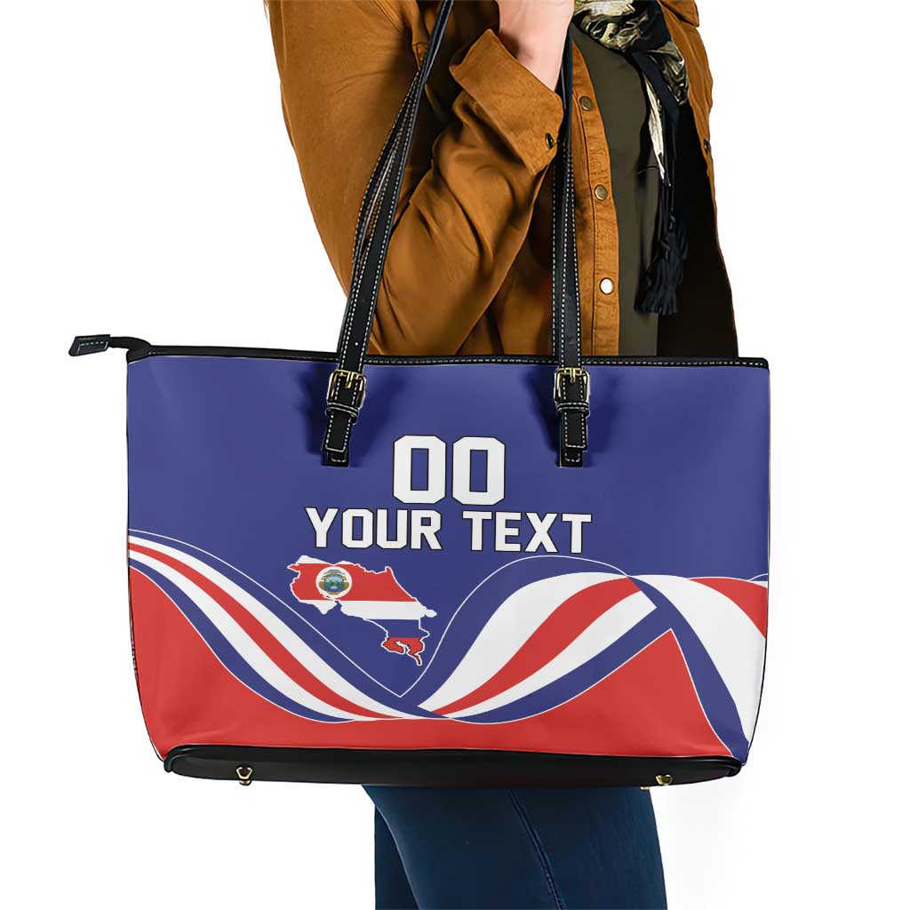 Custom Costa Rica Independence Day Leather Tote Bag Turdus Grayi Bird With Coat Of Arms LT18