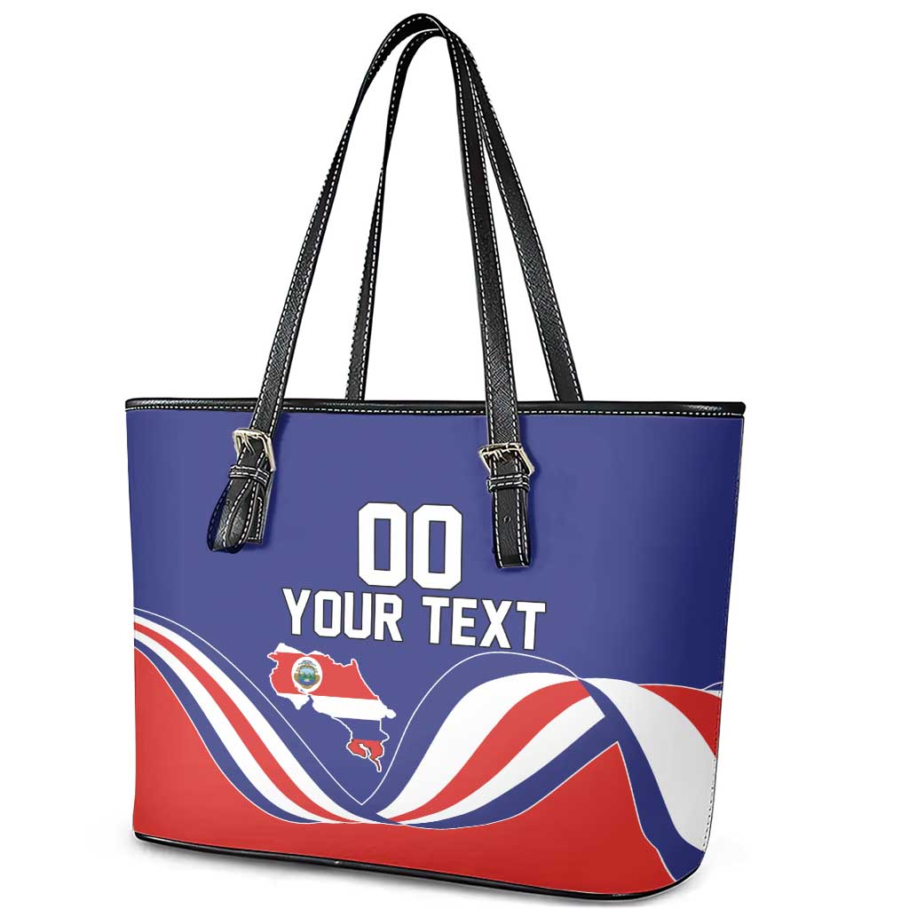 Custom Costa Rica Independence Day Leather Tote Bag Turdus Grayi Bird With Coat Of Arms LT18