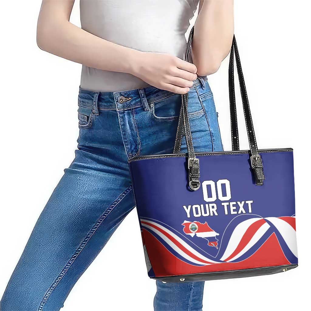 Custom Costa Rica Independence Day Leather Tote Bag Turdus Grayi Bird With Coat Of Arms LT18