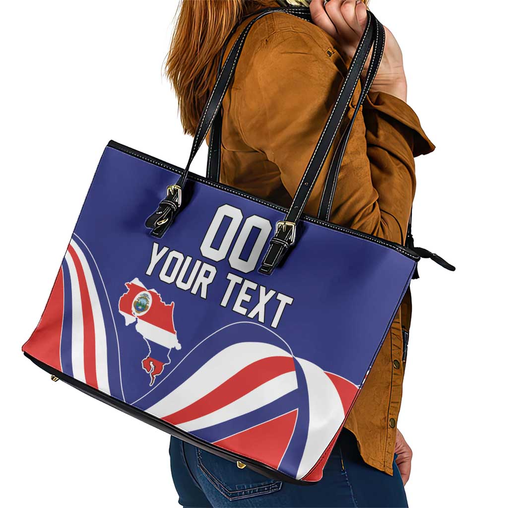 Custom Costa Rica Independence Day Leather Tote Bag Turdus Grayi Bird With Coat Of Arms LT18