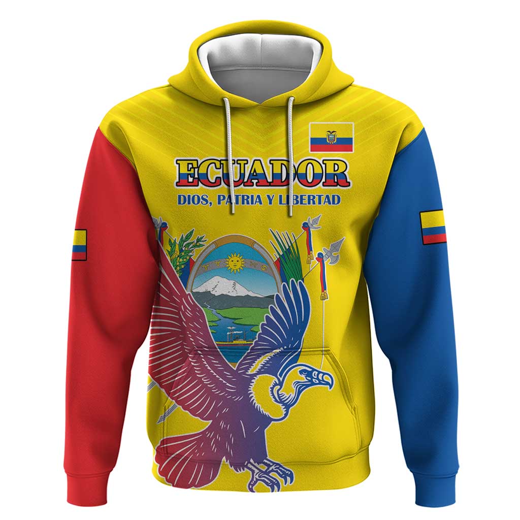 Custom Ecuador Independence Day Hoodie Andean Condor With Coat Of Arms LT18