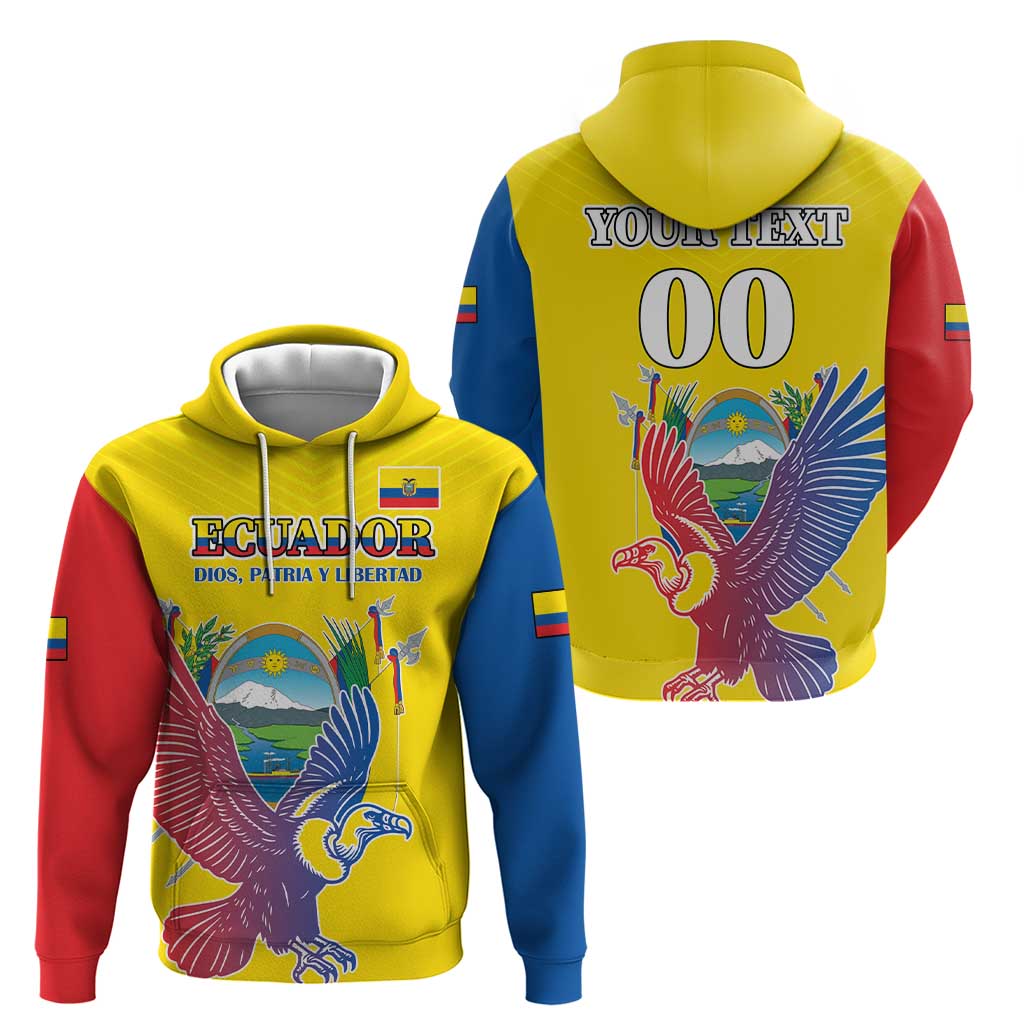 Custom Ecuador Independence Day Hoodie Andean Condor With Coat Of Arms LT18