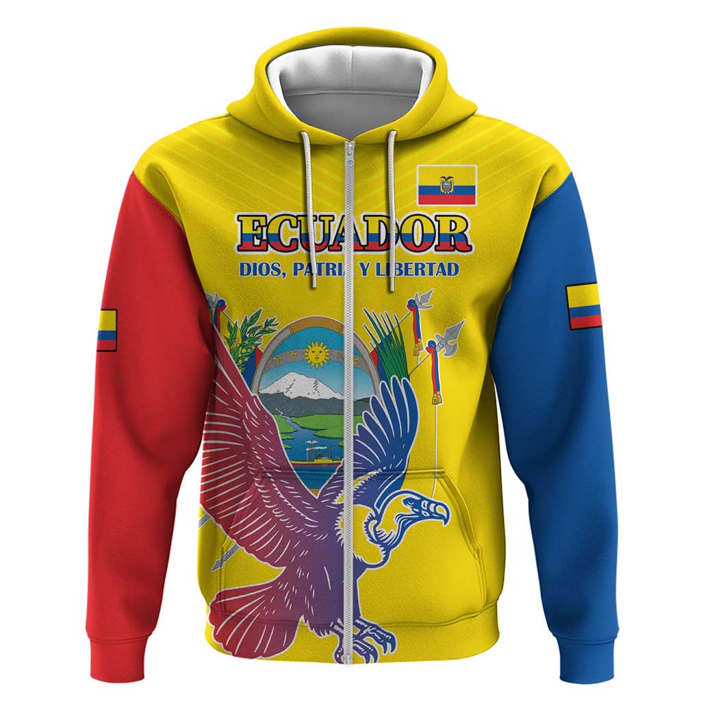 Custom Ecuador Independence Day Hoodie Andean Condor With Coat Of Arms LT18