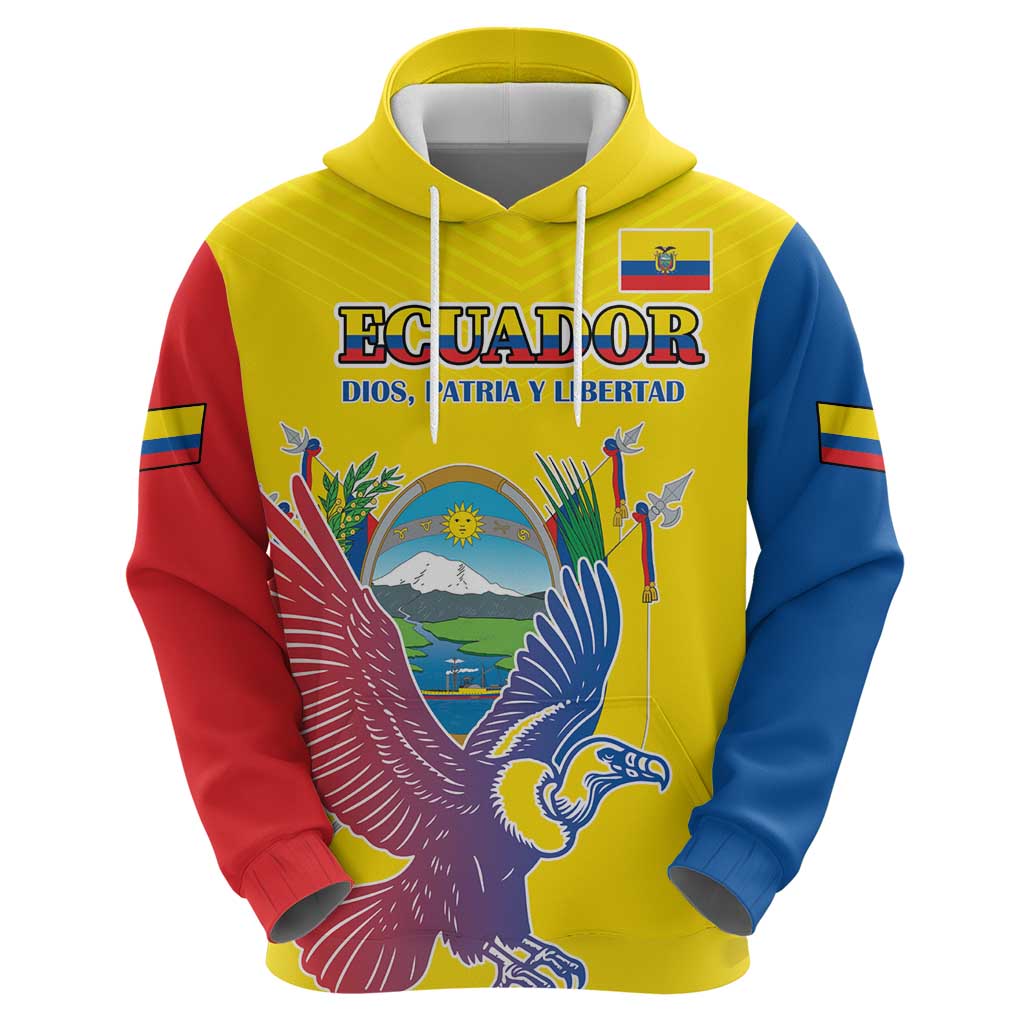 Custom Ecuador Independence Day Hoodie Andean Condor With Coat Of Arms LT18