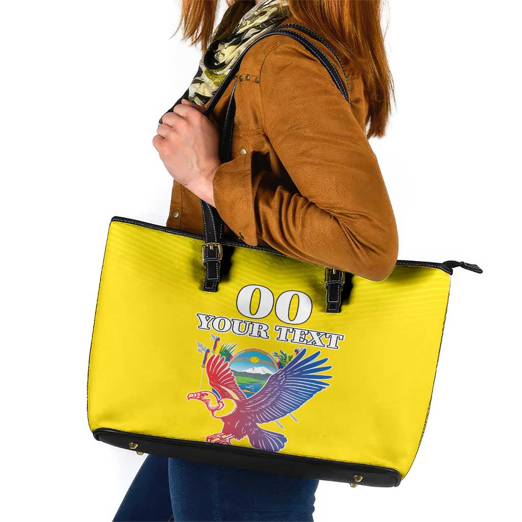 Custom Ecuador Independence Day Leather Tote Bag Andean Condor With Coat Of Arms LT18