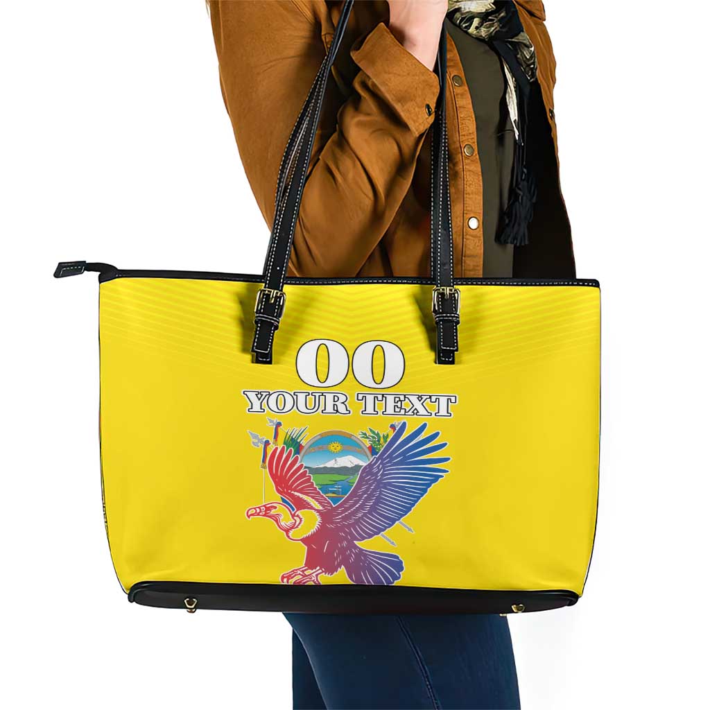 Custom Ecuador Independence Day Leather Tote Bag Andean Condor With Coat Of Arms LT18