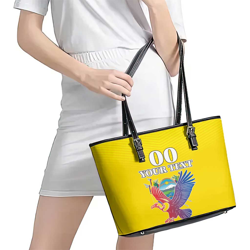 Custom Ecuador Independence Day Leather Tote Bag Andean Condor With Coat Of Arms LT18