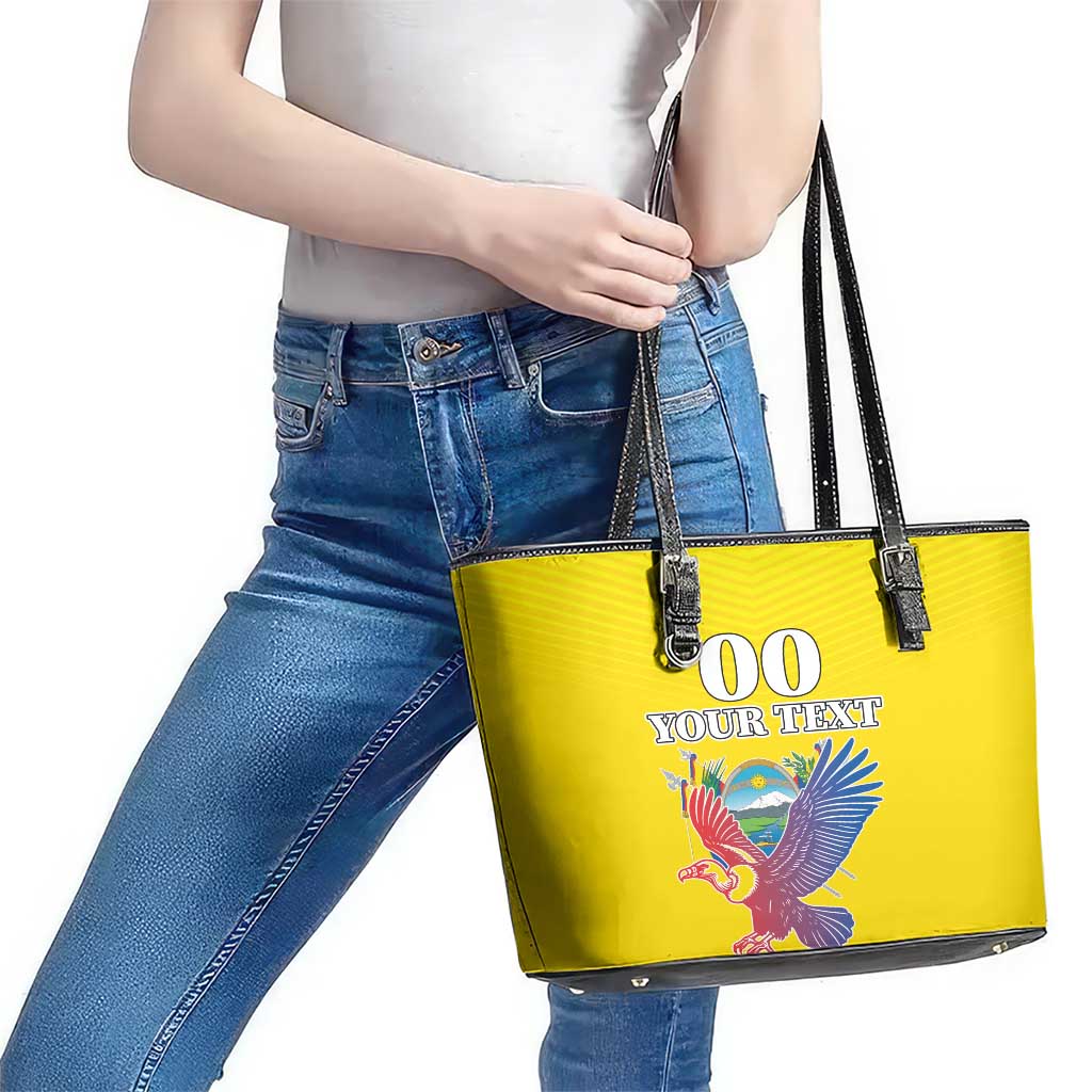 Custom Ecuador Independence Day Leather Tote Bag Andean Condor With Coat Of Arms LT18