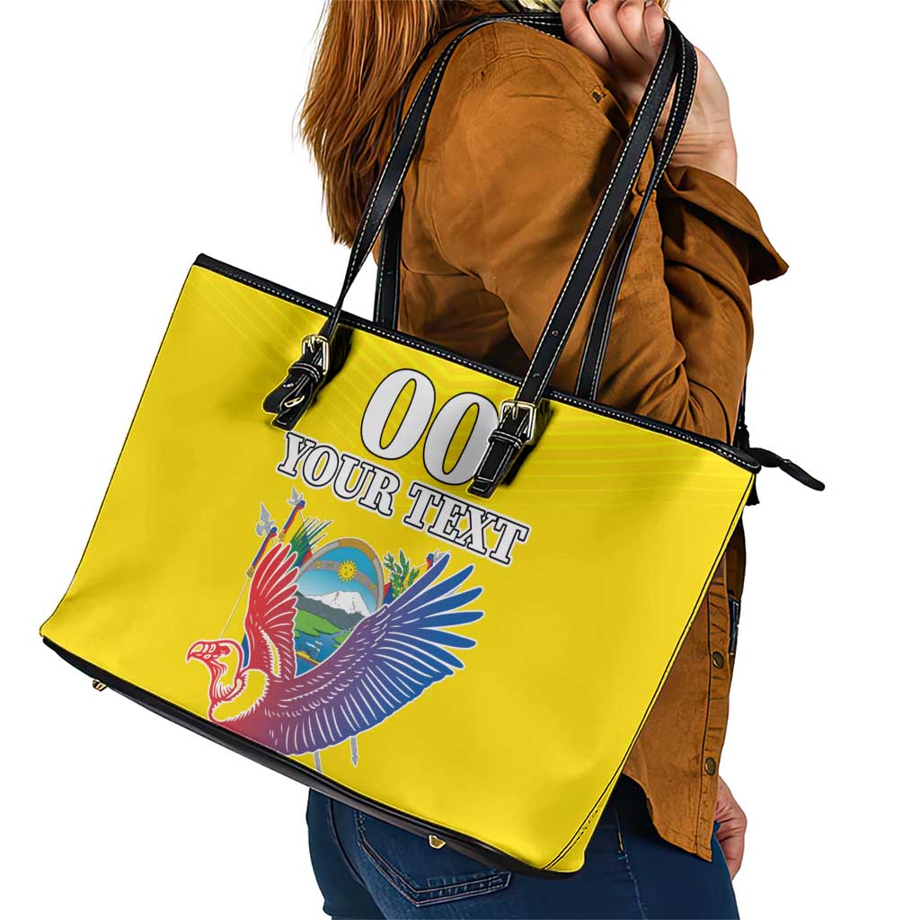 Custom Ecuador Independence Day Leather Tote Bag Andean Condor With Coat Of Arms LT18