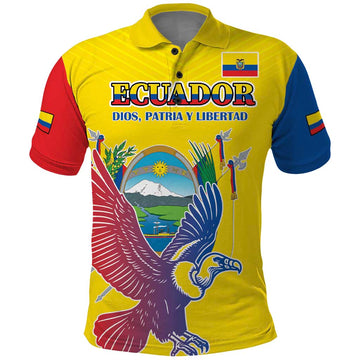 Custom Ecuador Independence Day Polo Shirt Andean Condor With Coat Of Arms LT18