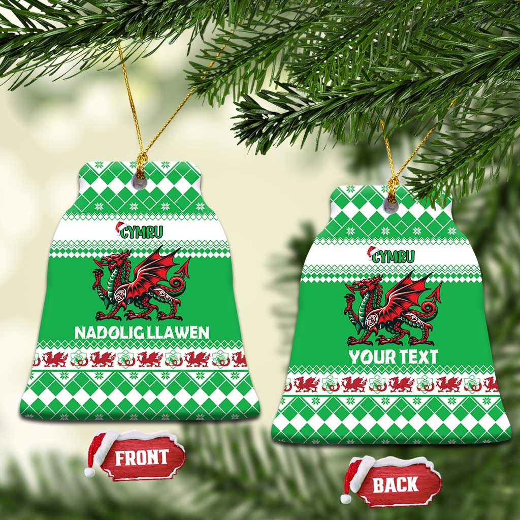 Personalized Wales Christmas Dragon Ceramic Ornament Nadolig Llawen Green Version LT18