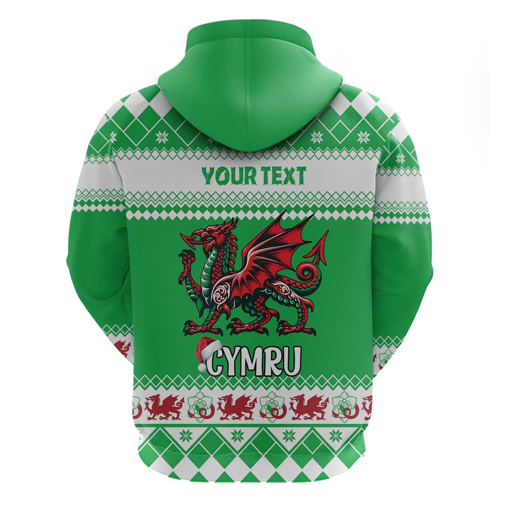 Personalized Wales Christmas Dragon Hoodie Nadolig Llawen Green Version LT18